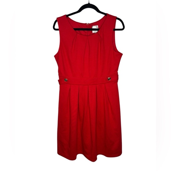 HI THERE from Karen Walker Red Sleeveless Pleated A-Line Dress Size US 10 - Picture 2 of 15